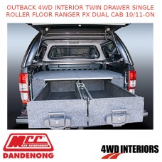 OUTBACK 4WD INTERIOR TWIN DRAWER SINGLE ROLLER FLOOR RANGER PX DUAL CAB 10/11-ON